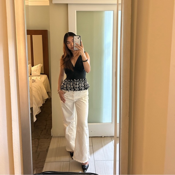 NWOT Free People white wide leg jeans size 25 - Picture 5 of 5